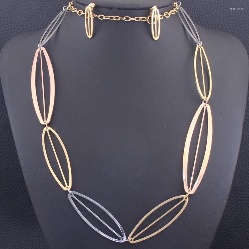 

Necklace Earrings Set 80CM Long Chains Sweater & Stud Gold Color Fashion Stainless Steel For Women SEDZDDCA, Picture shown
