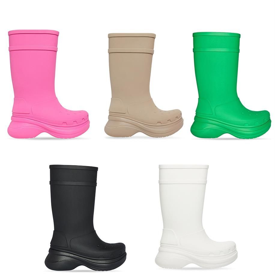 

Top Rain Boots Ankle Boots Long Croc Boot Paris Outdoor Luxury Design 2.0 autumn and winter knight High Platform Big Head Thick Bottom Non-Slip Jelly Color All-Match 35-42, I need look other product