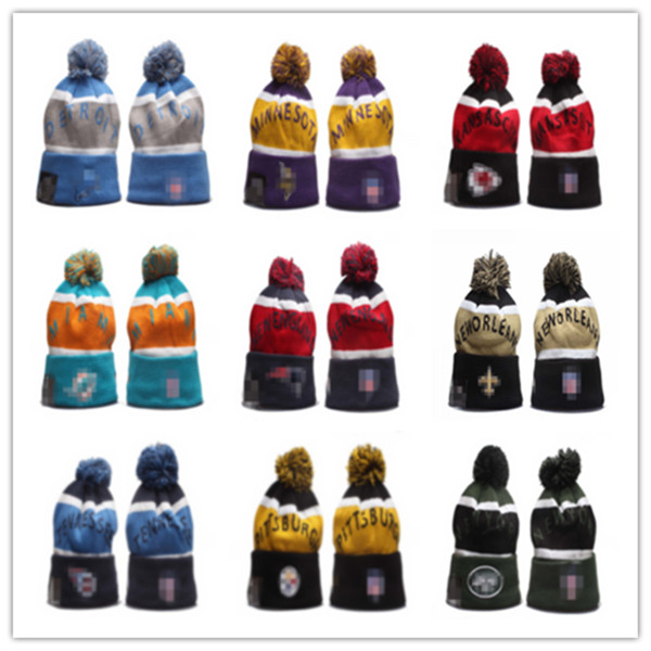 

2023 New football Beanies With Pom Beanie Hip Hop Snapback Sports Hats Custom Knitted Cap Snapbacks Embroidery Soft Warm Girls Boys Skuilles Cap
