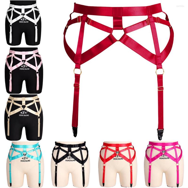 

Garters Sexy Punk Stretch Tight Bondage Garter Belt Leg Loop Harajuku Female Abdomen Bandage Sling Suspender, White