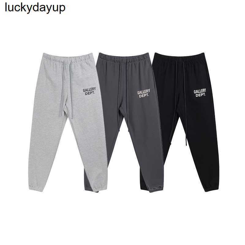 

new Men' Pants designer version Galery dept basic letter print men' women' solid color fashion pants, Black