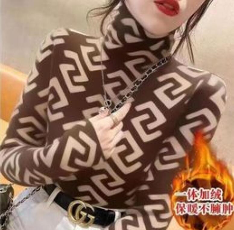 

Women's Sweaters Designer puff Dress Vintage Thicken Warm Turtleneck Black shirts Plus Velvet Soft Elegant Tops, 17