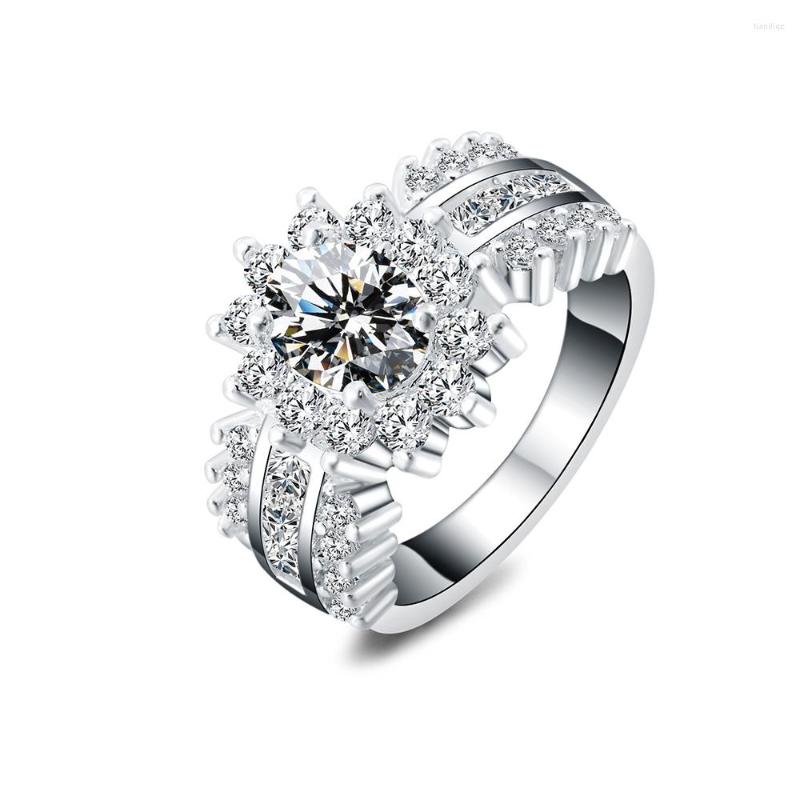 

Wedding Rings 925 Sterling Silver Zircon Shiny Ring Classic For Women Fashion Engagement Party Gift Charm Jewelry