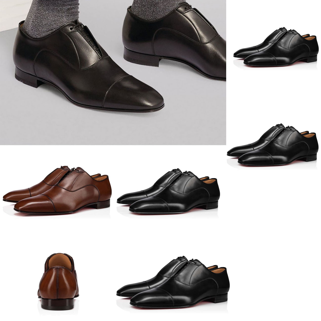 

Luxury Brand Fashion Reds Bottomll Dress Shoes Greghost Flat Genuine Leather Oxford Shoeis Men Walking Flats Design Black Leathers Wedding Party Loafers 38-46