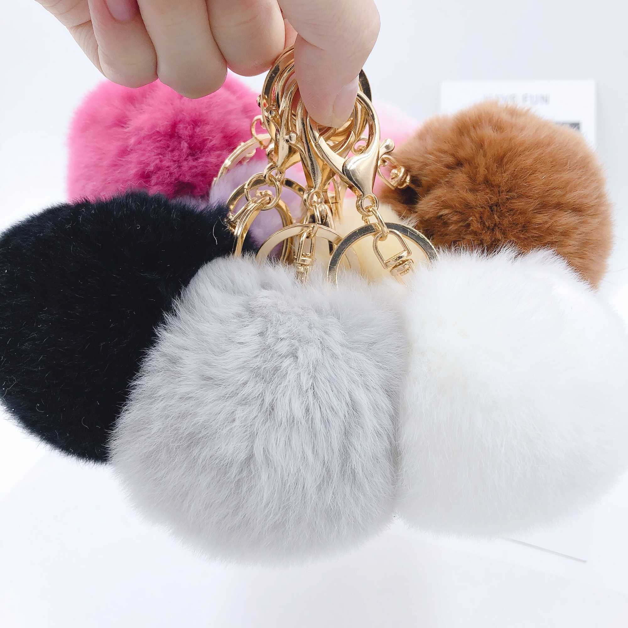 

Key chainArtificial fox rabbit skin key ring gold pommel chain artificial cloth brand 8cm 1 set