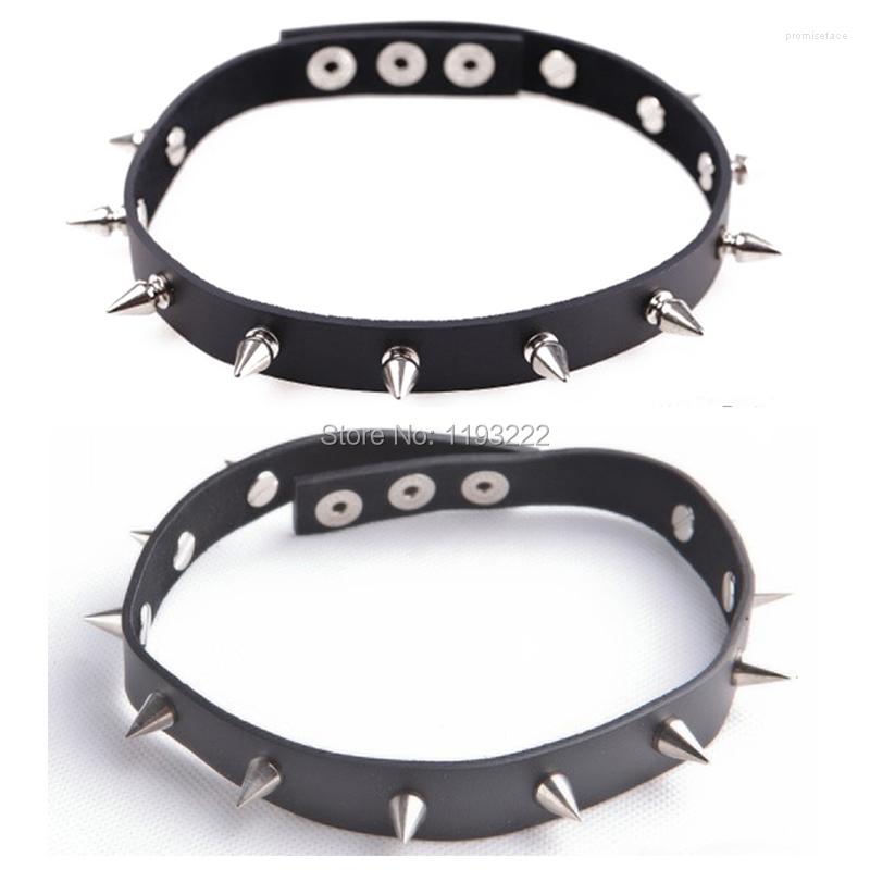 

Choker Sexy Cosplay Handmade Trendy Metal Punk Gothic Studded Spikes Plain Leather Collar Button Necklace