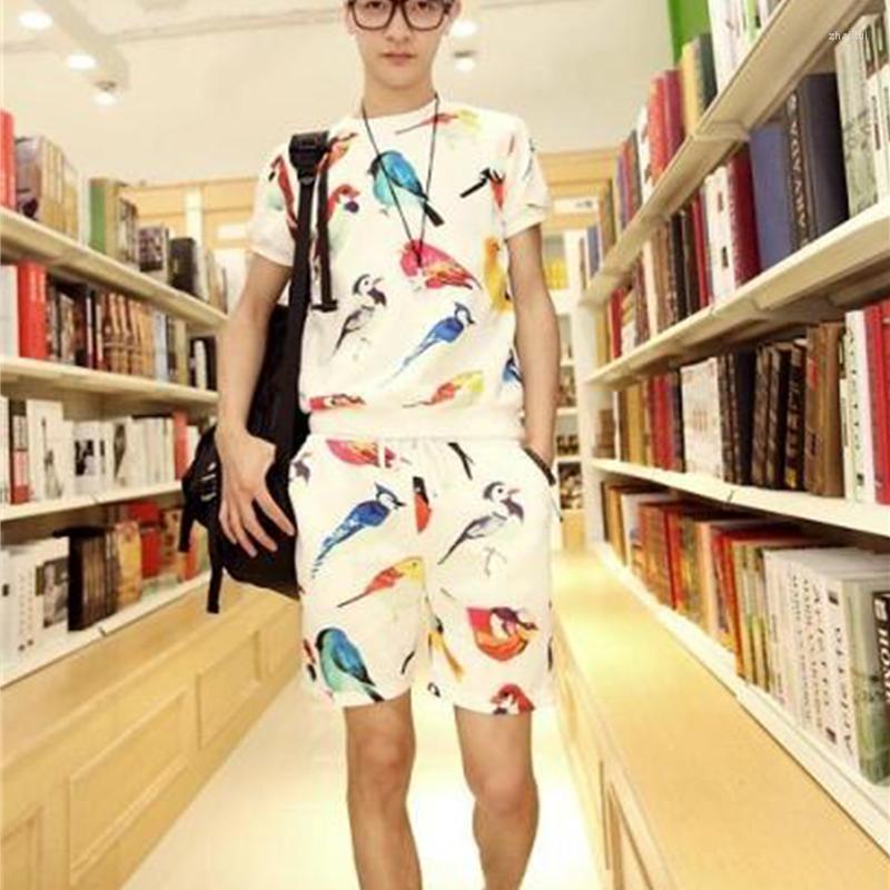 

Men's Tracksuits Men's IKKB Bird Print Suit Shorts Hip Hop Wind Summer Loose Fat People Net Red Same Ifashion Men, Black