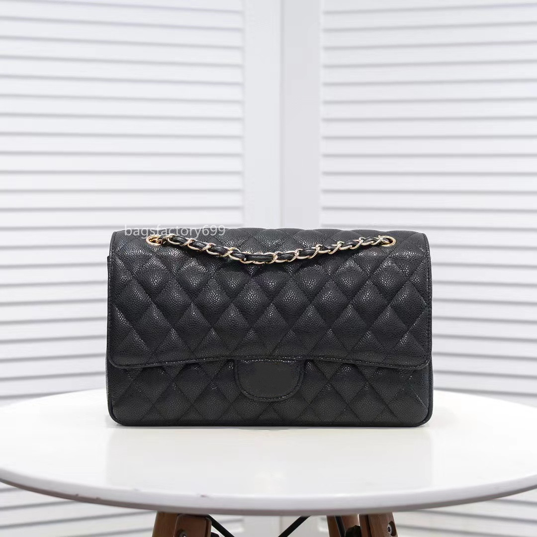 

7A designer shoulder bagS classic grid flap CF caviar leather bag gold chain double letter Mrs Pure color stripe messenger bag buckle square wholesale price, Box