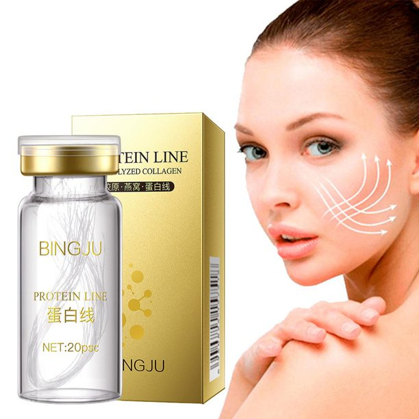 

Beauty Items No Needle 24k Gold Protein Petide Essence Liquid Set Collagen with 5pcs Face Lift Thread Hydrating Moisturizing Anti Aging Facial Serum