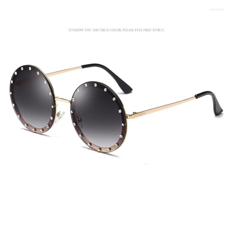 

Sunglasses Frameless Oakshion Alloy Diamond Ladies Retro Round Crystal Shading Femal
