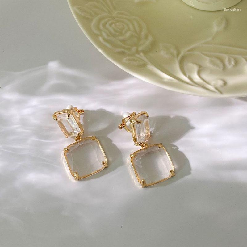 

Stud Earrings 2022 Korean Silver Needle Simple Opal Temperament Geometric Square Diamon D Charm Jewelry Gifts