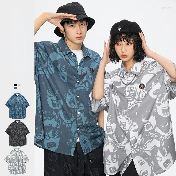 

Men's Casual Shirts Couple Clothes Men's Short Sleeved Shirt 2022 Spring Summer Full Print Fashion Brand T-shirt Men Streetwear, Black