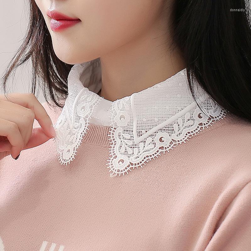 

Bow Ties Linbaiway 2022 Lace Fake Collar Women Lapel Button Down Detachable White False Collars Girls Removable Decor Nep Kraagie