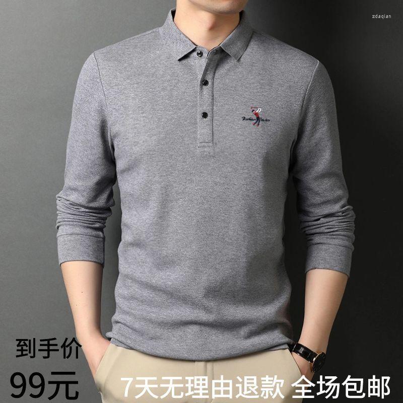 

Men's T Shirts 2022 Long Sleeve Spring And Autumn T-shirt Cool Casual Thin Base Shirt Lapel Embroidery Pol O Genuine Berserk, 020 8801 wine red
