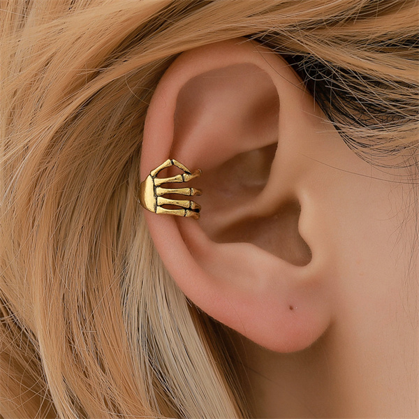 

European and American Fashion Clip on Screw Back Personality Punk Style Skull Hand Ear Clip without Earhole AC235