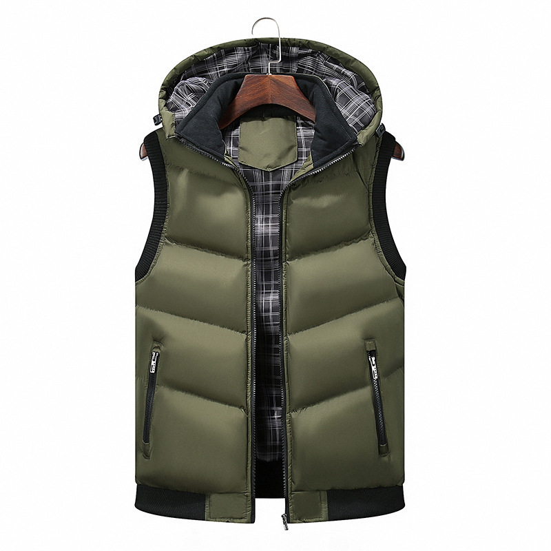 

Men's Down Parkas Selling Spring Winter Mens Hooded Detachable Vest Fashion Warm Down Cotton Coat Young Student Vest 220930, Auburn