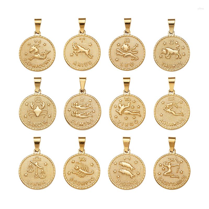

Charms 12pcs/set 304 Stainless Steel Pendant Sets Flat Round With Twelve Constellation/Zodiac Sign For Jewelry Making 29x25x3.2mm