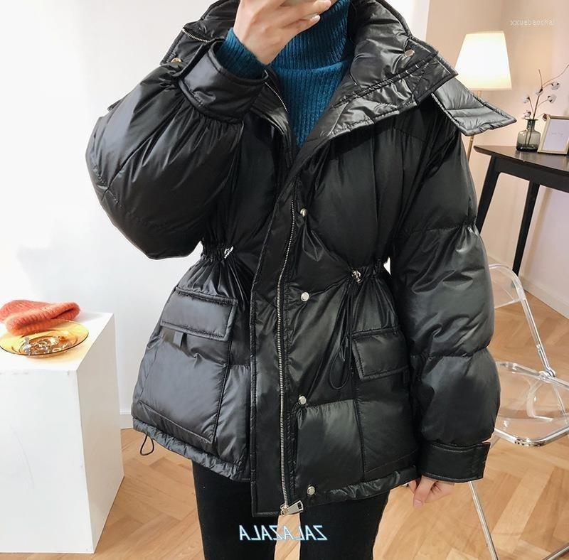 

Women' Trench Coats Hooded Cotton Padded Clothes Women' Winter Down Warm Windproof Bread, Black