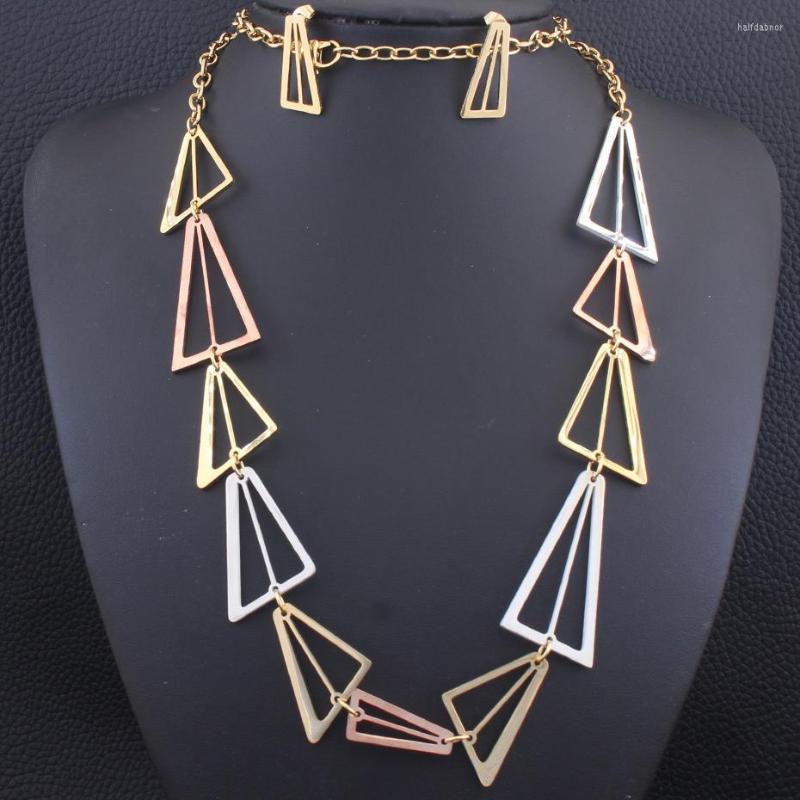 

Necklace Earrings Set 83CM Long Chains Sweater & Stud Gold Color Fashion Stainless Steel For Women SEDZDACA, Picture shown