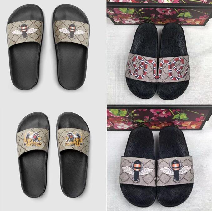

Classical Men slides Women Sandals Shoes Slippers Pearl Snake Print Slide 2021 fashion Summer Wide Flat Lady Sandal Slipper Dust Bag 35-45, Box