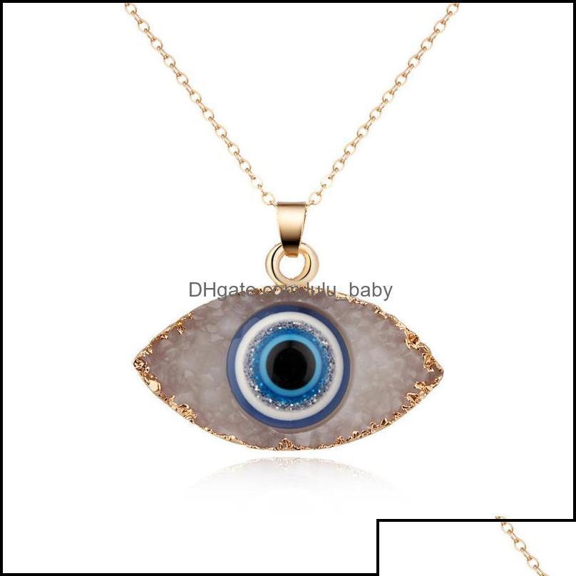 

Pendant Necklaces Pendants Jewelry Simple Evil Eye Druzy Drusy Necklace Women Resin Handmade Clavicel Chains Bdehome Ot2Vg