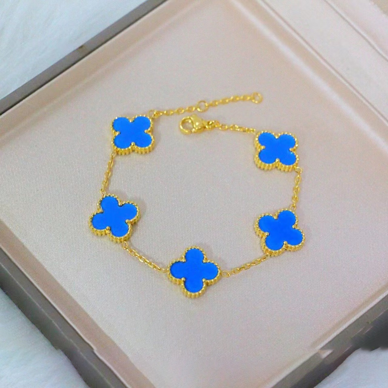 Fashion Gold Plated Double Side Clover Charm Bracelet Jewelry for Women Gift