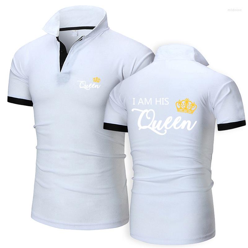 

Men' Polos 2022 Men' Her King His Queen Lover Polo Shirt Couple Print Short Sleeve Daily Harajuku Handsome Elegant Comfortable Top