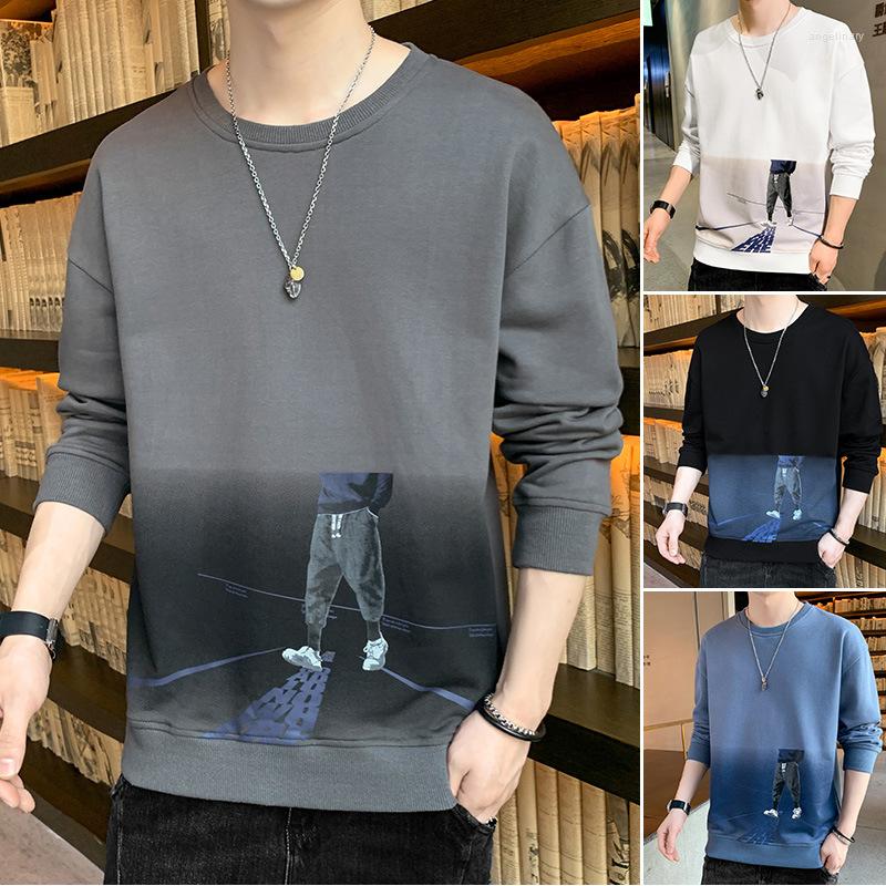 

Men's Hoodies Fashion 2022 Spring Autumn Sweater Men's Trendy Loose All-match Gray Round Neck Pullover Capless Long-sleeved T-shirt, Black