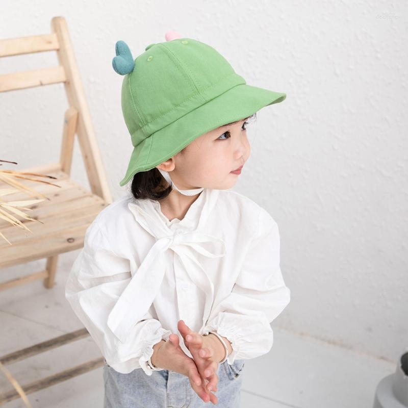 

Hats Summer Anti-UV Boy's Girl's Sun Bucket Hat Solid Color Cute Individuality Beach Caps Unisex With Wide Brim, Green