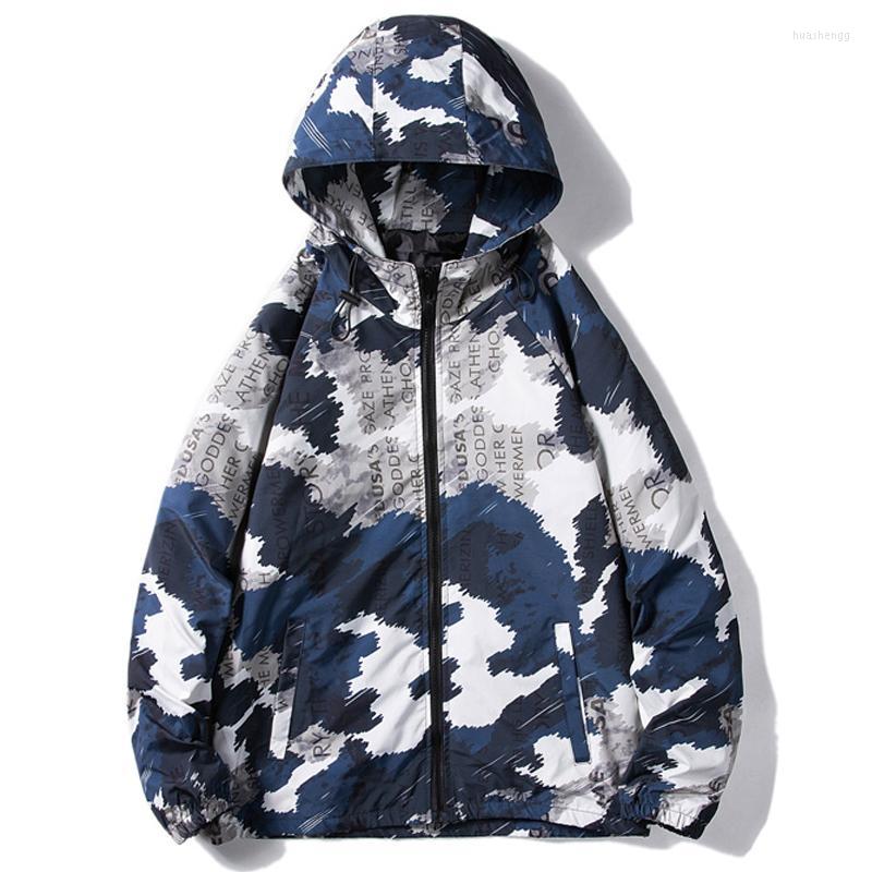 

Men's Jackets Men's Fashion Mens Hooded Jacket Spring Autumn Casual Camouflage Man Bomber Long Sleeve Streetwear Men Clothing High, Blue