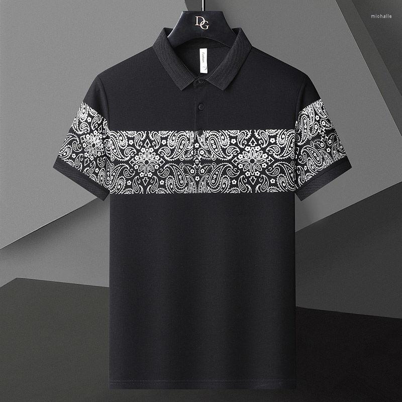 

Men's Polos Summer Breathable Pullover Playera Polo Hombre Camisa Paisley Print Men Shirt Short Sleeve Lapel Tshirt, 5801 khaki