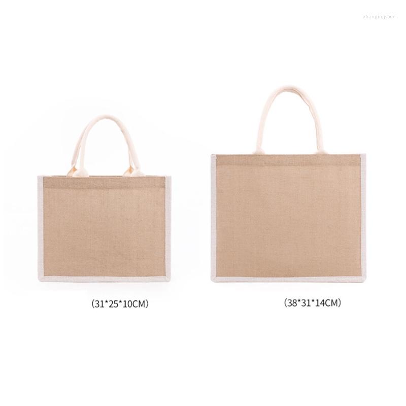

Shopping Bags Jute Tote For Wedding Bridesmaid Reusable Burlap Gift Bag Favors Handbag Beach Storage Organizer, 31x25x10cm
