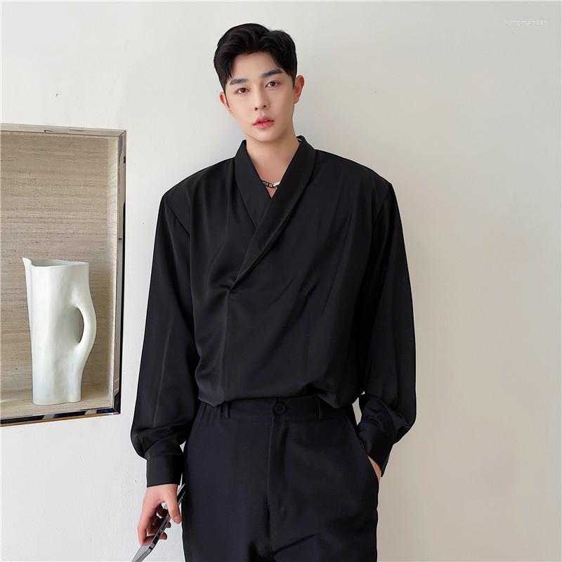 

Men's Casual Shirts Men Fashion V Neck Long Sleeve Loose Shirt Youth Party Tops H97, Black