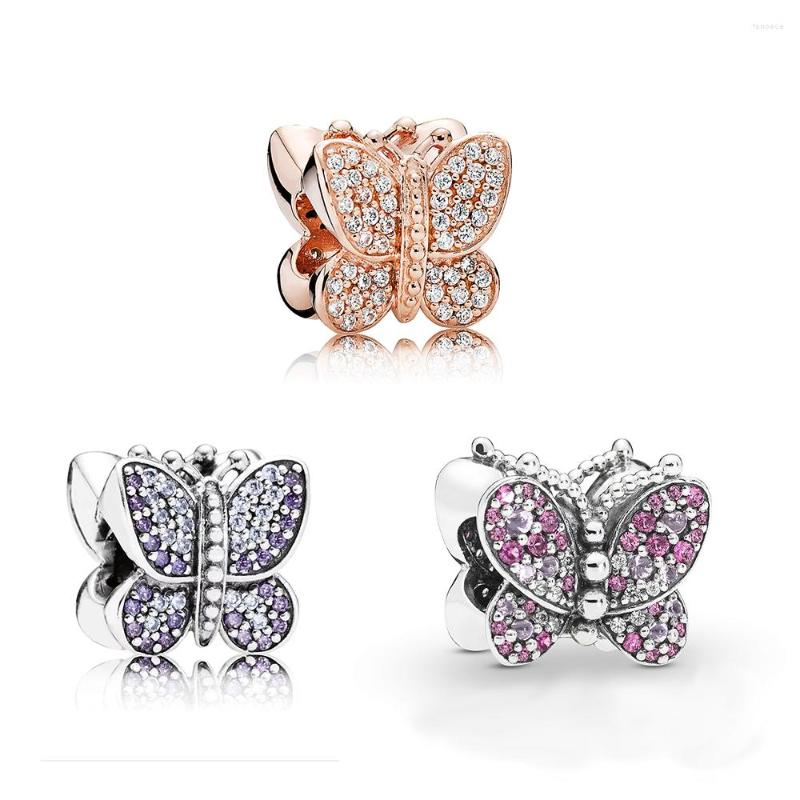 

Beads 925 Sterling Silver Rose Shiny Butterfly Charm Suitable For Women Bracelets And Necklaces Fashion Jewelry Diy