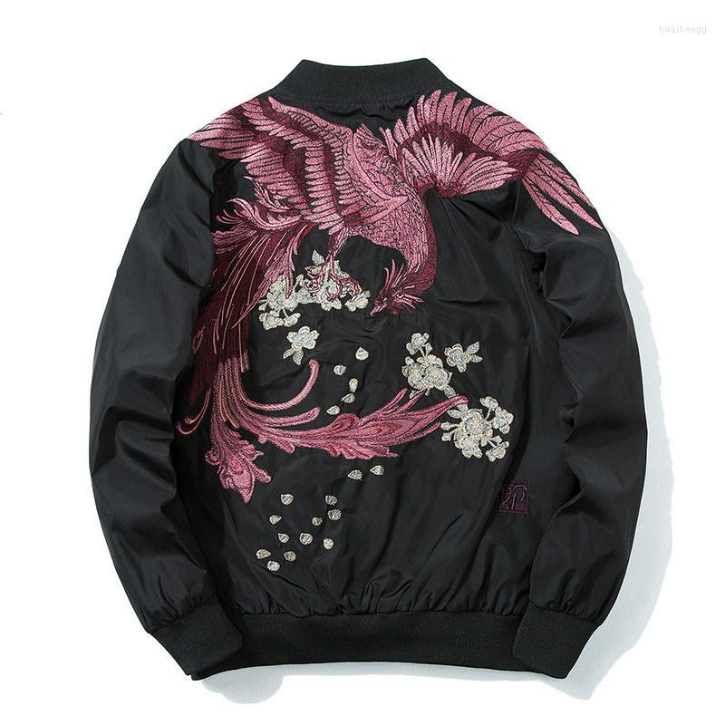 

Men's Jackets Men's Fashion Bird Embroidery Baseball Jacket Stand Collar Plus Size 3XL Spring Pilot Bomber Men Women Chaqueta