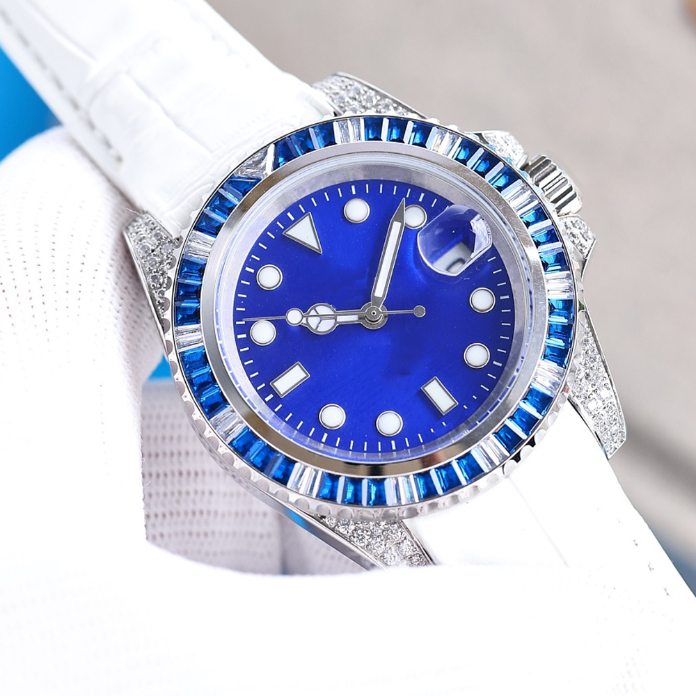 

Business Diamond Watch Mens Watches Automatic Mechanical Movement Rubber Strap Luminous Designer WristWatches Waterproof, Color 4