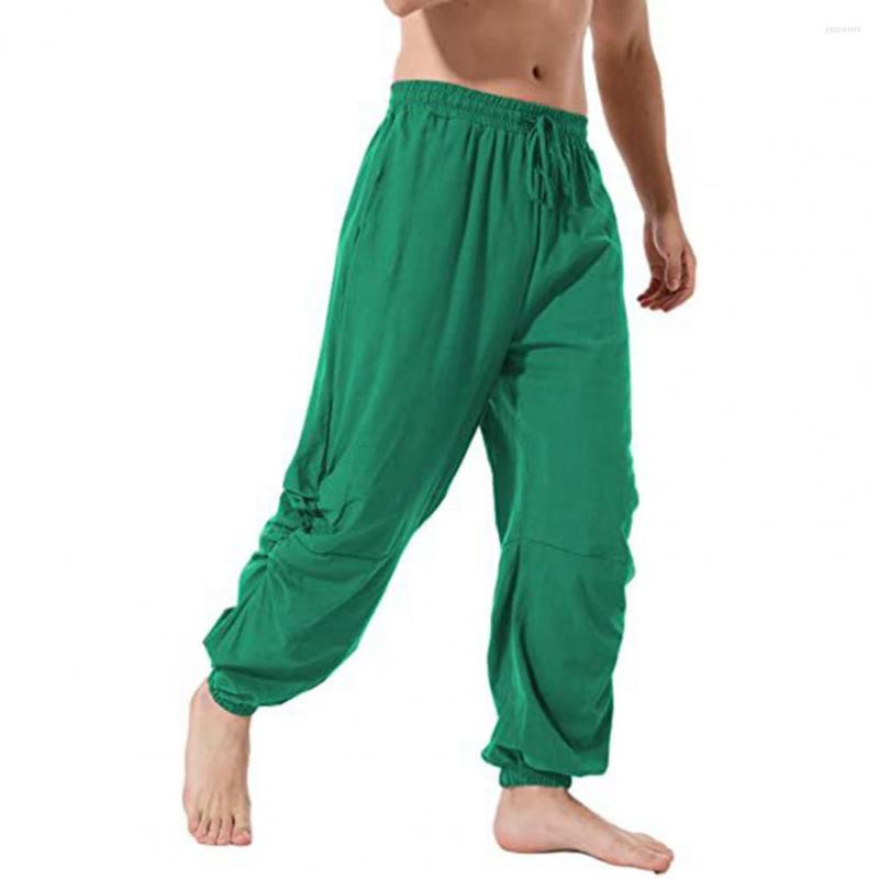 

Men's Pants Trendy Men Trousers Ankle Tied High Waist Bottoms Lace-up Pockets, Black