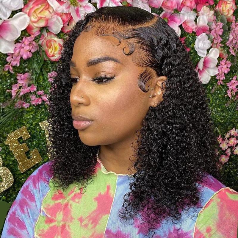 

Cexxy Short Jerry Curly Bob Wigs 13x4 Deep Wave Frontal Human Hair 4x4 Lace Closure Wig For Women Transparent 13 1, Picture shown