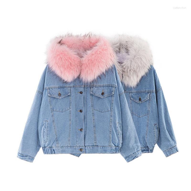 

Women' Trench Coats Denim Jacket Women' Faux Fur Collar Winter Hooded Warm Daily Basic Short Parka Pilot Coat, Gray