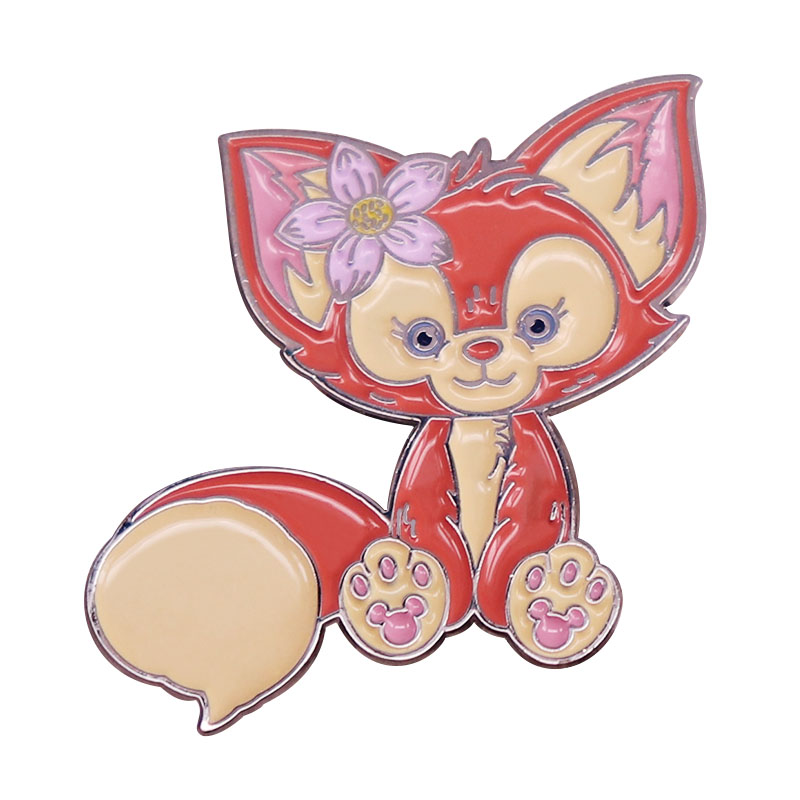 

Pink Fox LinaBell Brooch Cute Cartoon Animal Badge Fashion jewelry Gifts, As picture