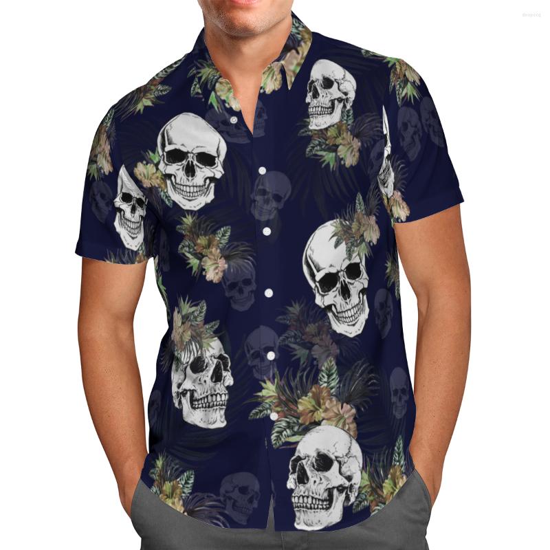 

Men's Casual Shirts Black Simple White Skull 3D Print Summer Breathable Hawaii Short Sleeve Shirt Men Beach Large Streetwear Fashion Ropa, Hawaiian shirt 02