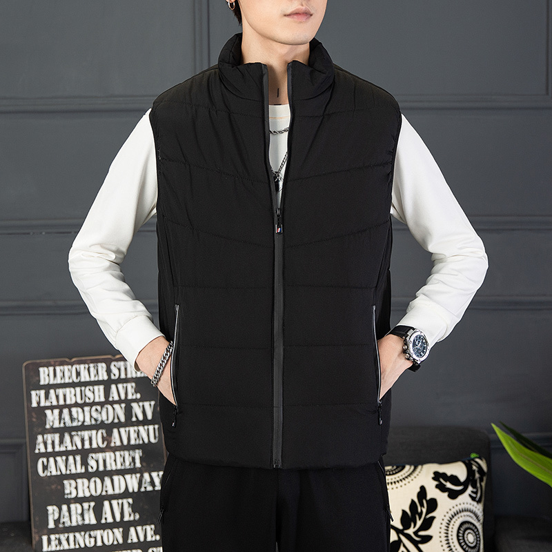 

Men's Vests Men'S Vest Autumn And Winter Korean Fashion Warm Stand Collar Waistcoat Casual Large Size 8Xl130Kg Sleeveless Cotton Clothes 220930, Navy blue