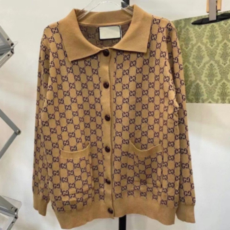 

Womens Designer Sweater Winter Knit Cardigan Knitted Loose Coat Double Letter Sweaters Women Clothe Wear Streetwear, Khaki