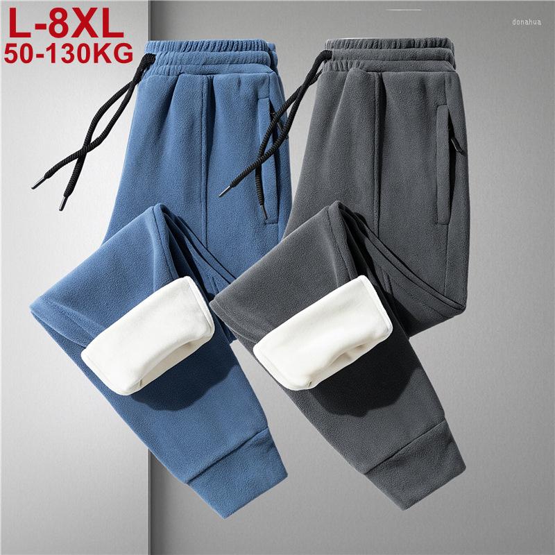 

Men's Pants High Quality Men's Winter Warm Fleece Trousers Woolen Sweatpants Husband Men Sport Tactical Large Big Size 8xl Trackpants, K690 black