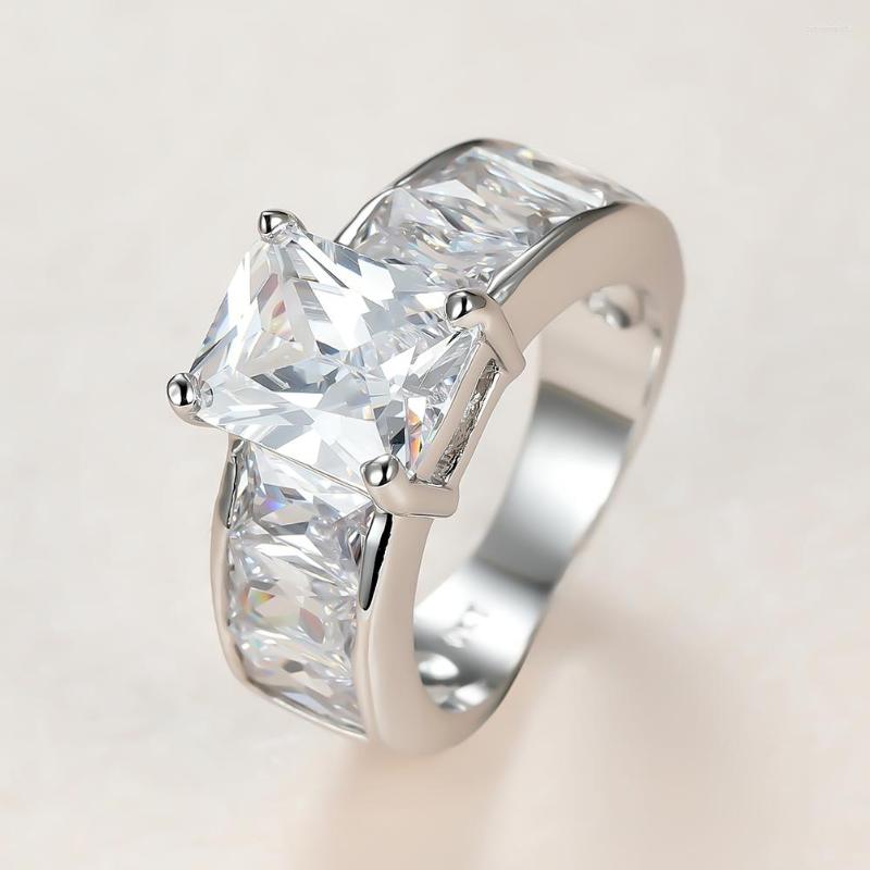 

Wedding Rings Luxury Rectangle White Zircon For Women Bands Vintage Square Stone Promise Engagement Ring Mother Jewelry