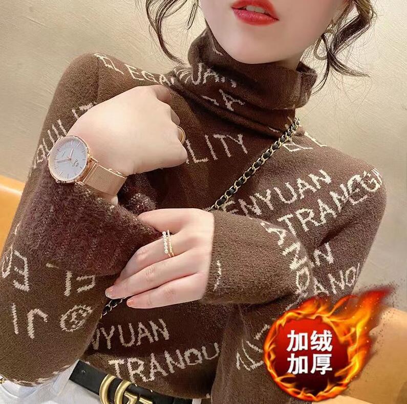 

Women's Sweaters for Luxury Vintage supre Thickened Warmth Turtleneck Shirt Dress Tee Apple crop Tops, 07