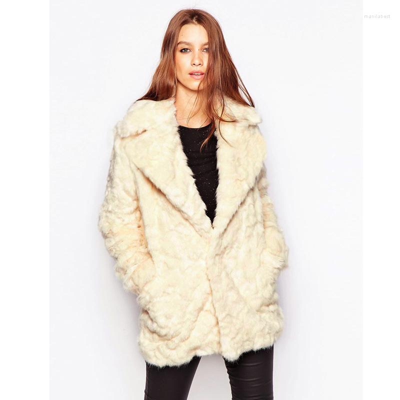 

Women' Fur ZADORIN Fashion Winter Coat Women Faux Plus Size Turn Down Collar Long Sleeve Jacket Ladies Coats Outerwear, Beige