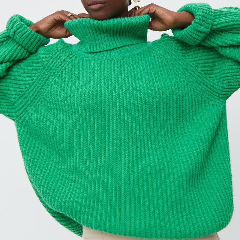 

Women' Sweaters Women' Turtleneck Long Sleeve Sweater Knitted Green Casual Female 2022 Autumn Winter Jumper Elegant Ladies Pullover