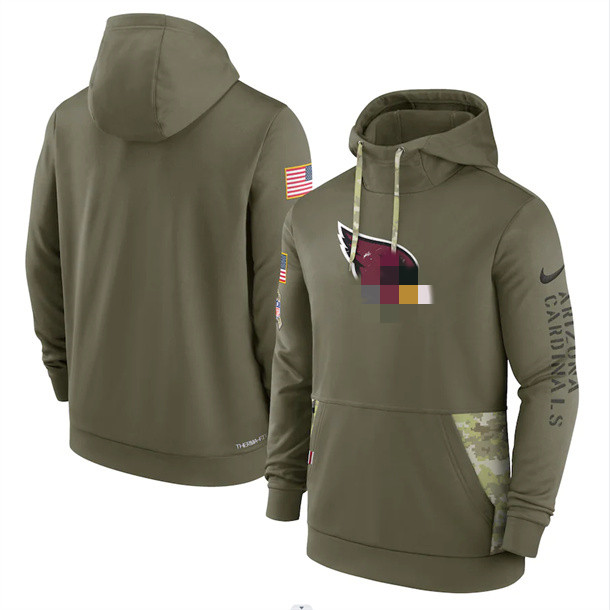 

Custom Men women youth Arizona''Cardinals''Olive 2022 Salute to Service Therma Performance Pullover Hoodie