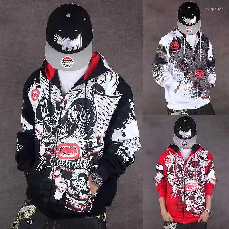 

Men' Hoodies Personality Men Harajuku Sweatshirts Streetwear Loose Cotton Hip Hop Clothes Boys 3D Printed Jackets Coat Male, Black